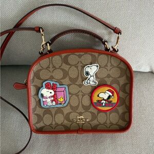 Coach x Peanuts Holiday Lunch Pail Signature Canvas Crossbody Bag